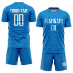 Custom Blue Black Geometric Shapes Sublimation Soccer Uniform Jersey photo 2