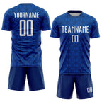 Custom US Navy Blue Black Geometric Shapes Sublimation Soccer Uniform Jersey photo 2