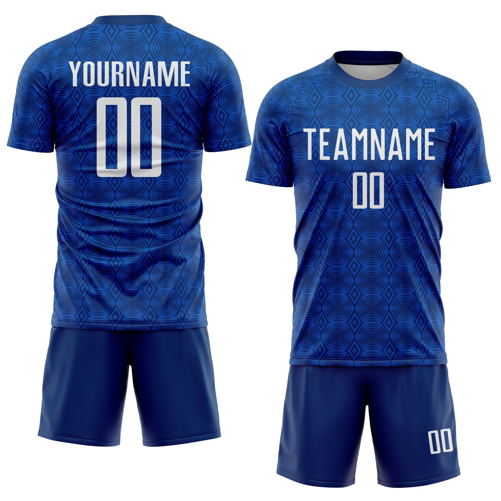 Custom US Navy Blue Black Geometric Shapes Sublimation Soccer Uniform Jersey photo 2