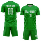 Custom Grass Green White Geometric Shapes Sublimation Soccer Uniform Jersey photo 2