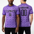 Custom Medium Purple Black-Light Purple Geometric Shapes Sublimation Soccer Uniform Jersey worn front and back