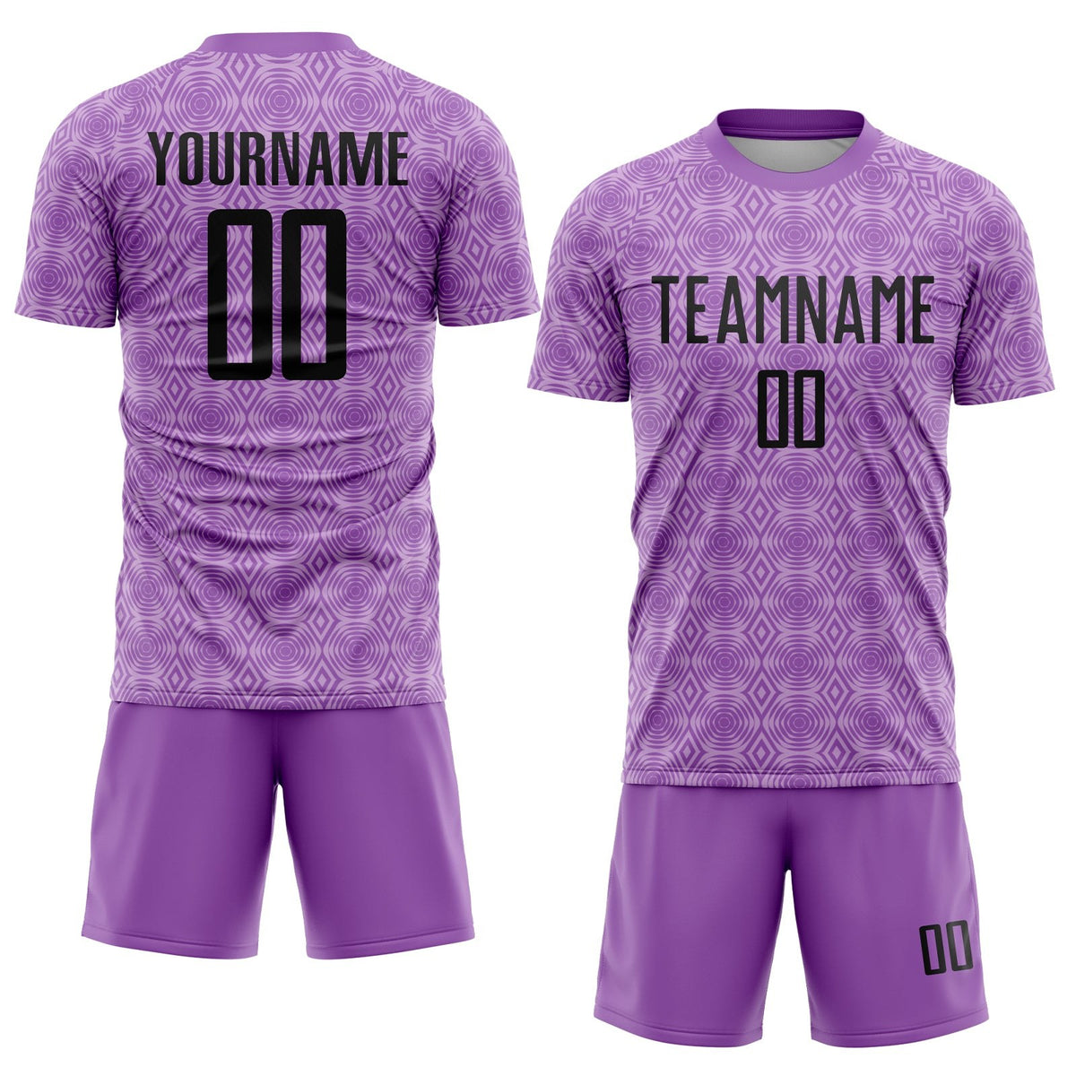 Custom Medium Purple Black-Light Purple Geometric Shapes Sublimation Soccer Uniform Jersey photo 2