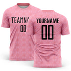 Custom Medium Pink Black-Light Pink Geometric Shapes Sublimation Soccer Uniform Jersey