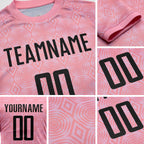 Custom Medium Pink Black-Light Pink Geometric Shapes Sublimation Soccer Uniform Jersey detail