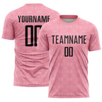 Custom Medium Pink Black-Light Pink Geometric Shapes Sublimation Soccer Uniform Jersey photo 1