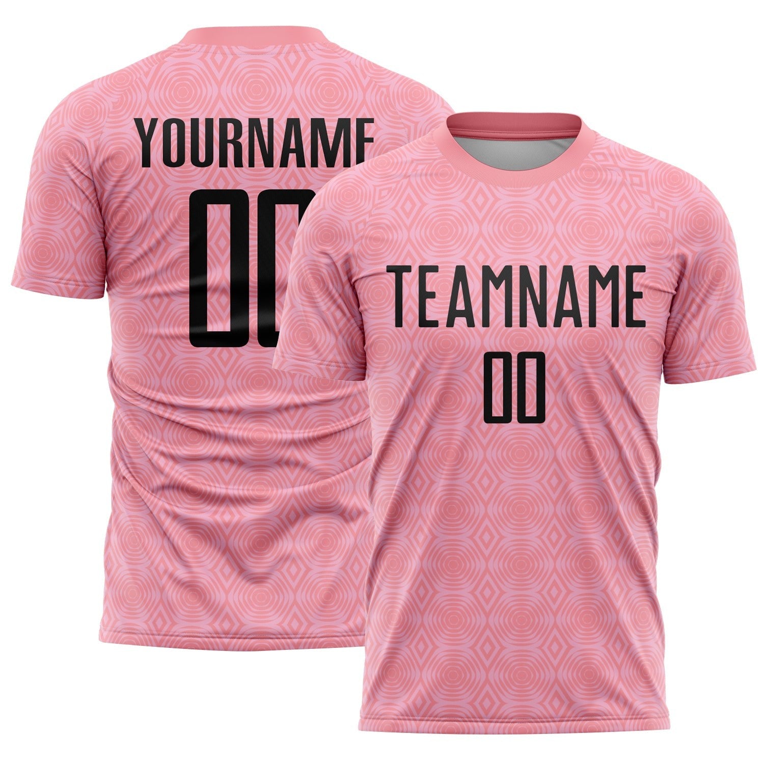 Custom Medium Pink Black-Light Pink Geometric Shapes Sublimation Soccer Uniform Jersey photo 1