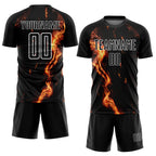 Custom Black Gold-White Flame Sublimation Soccer Uniform Jersey photo 2