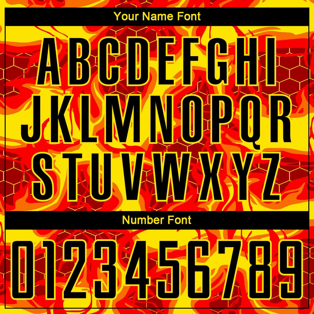 Custom Red Black-Light Yellow Flame Sublimation Soccer Uniform Jersey photo 5