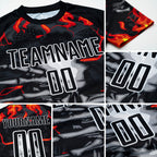 Custom Black Red-Gold Skull Flame Sublimation Soccer Uniform Jersey detail
