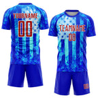 Custom Thunder Blue Red-White American Flag Flame Sublimation Soccer Uniform Jersey photo 2