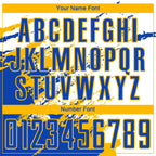 Custom White Thunder Blue-Gold Abstract Fragment Art Splash Sublimation Soccer Uniform Jersey photo 5
