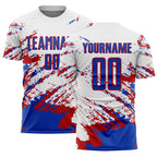 Custom White Thunder Blue-Red Abstract Fragment Art Splash Sublimation Soccer Uniform Jersey