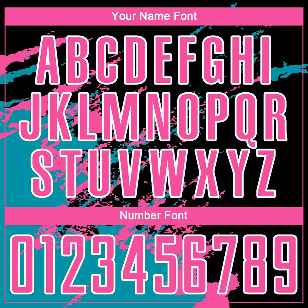 Custom Black Pink-Teal Abstract Fragment Art Splash Sublimation Soccer Uniform Jersey photo 5