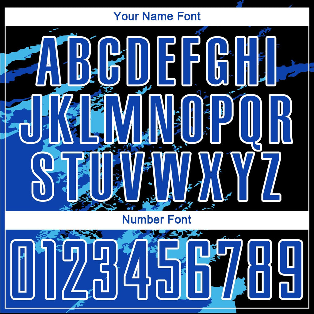 Custom Black Thunder Blue-Sky Blue Abstract Fragment Art Splash Sublimation Soccer Uniform Jersey photo 5