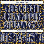 Custom Navy Gold-White Abstract Network Splash Sublimation Soccer Uniform Jersey photo 5