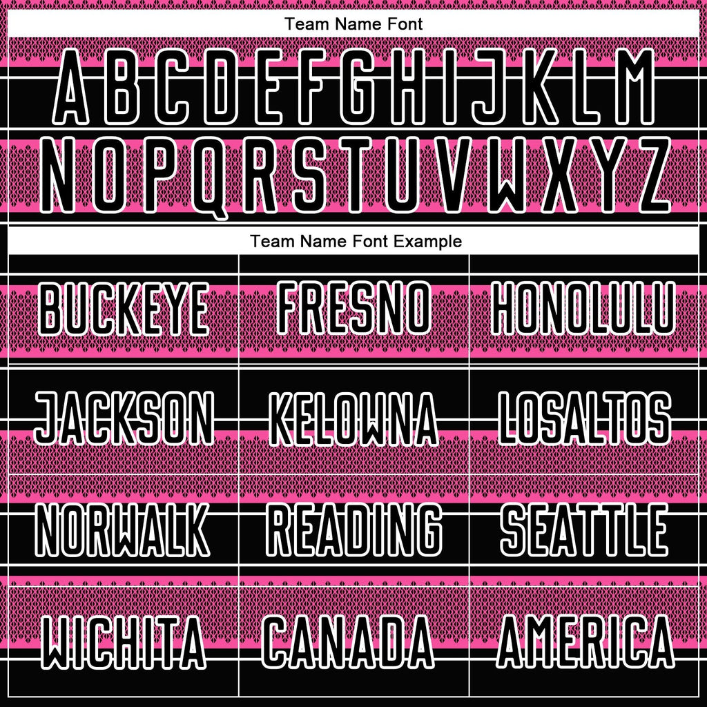 Custom Black Pink-White Geometric Shapes And Line Sublimation Soccer Uniform Jersey photo 4