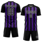 Custom Black Purple-White Line Sublimation Soccer Uniform Jersey photo 2