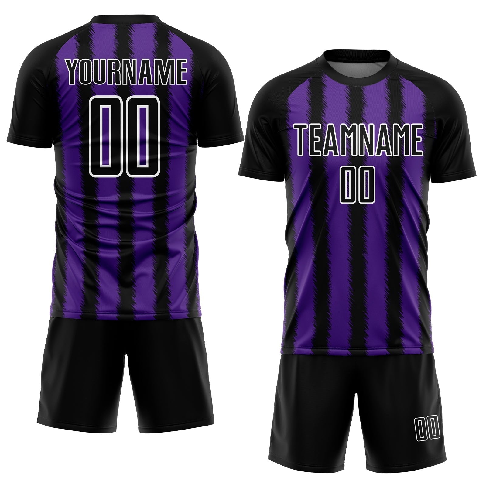 Custom Black Purple-White Line Sublimation Soccer Uniform Jersey photo 2
