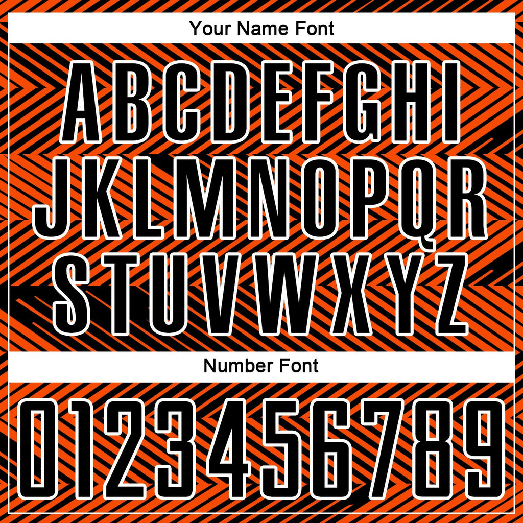 Custom Orange Black-White Line Sublimation Soccer Uniform Jersey photo 5
