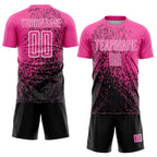 Custom Pink Black-White Abstract Fragment Art Sublimation Soccer Uniform Jersey photo 2