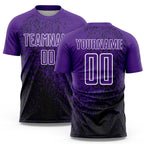Custom Purple Black-White Abstract Fragment Art Sublimation Soccer Uniform Jersey