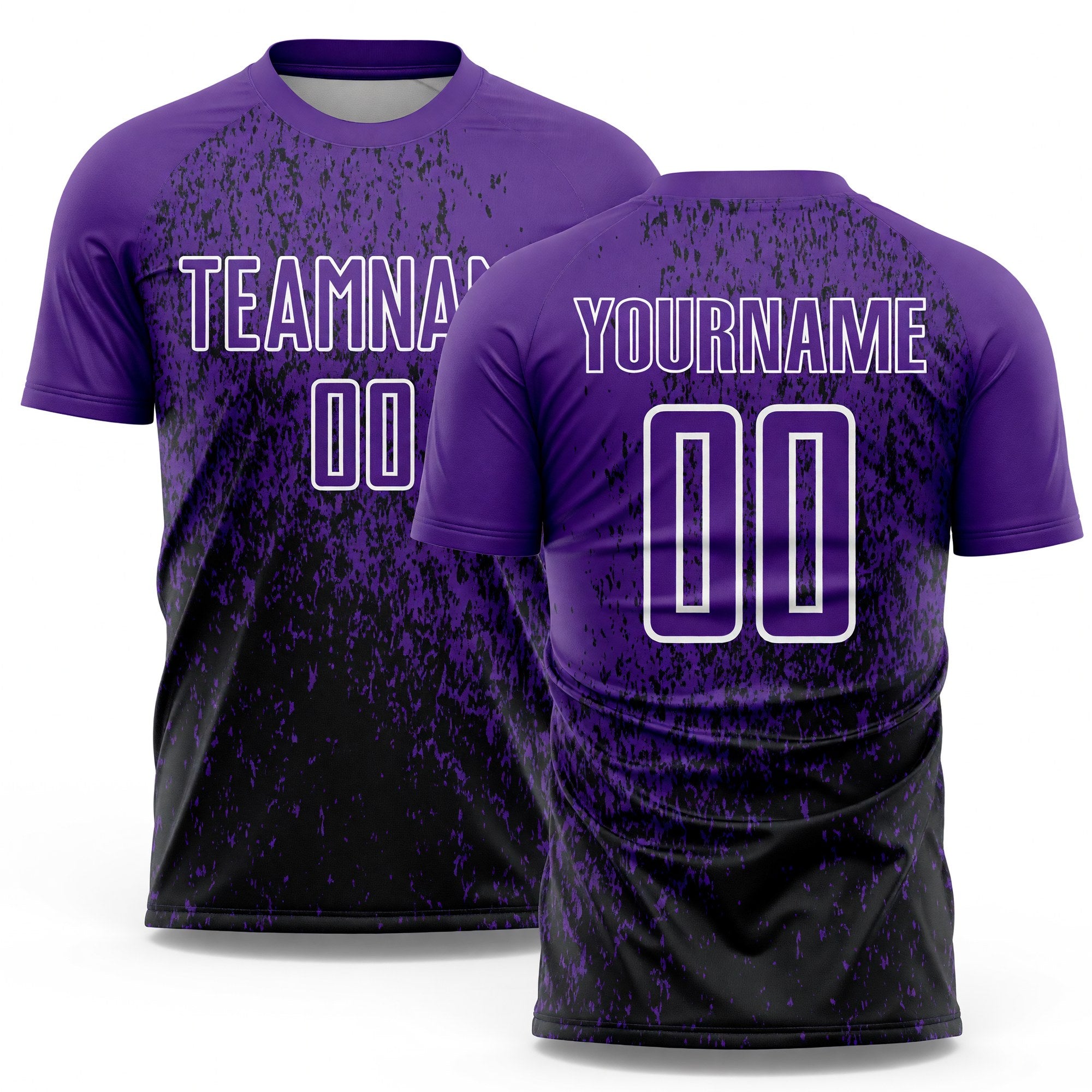 Custom Purple Black-White Abstract Fragment Art Sublimation Soccer Uniform Jersey