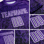 Custom Purple Black-White Abstract Fragment Art Sublimation Soccer Uniform Jersey detail