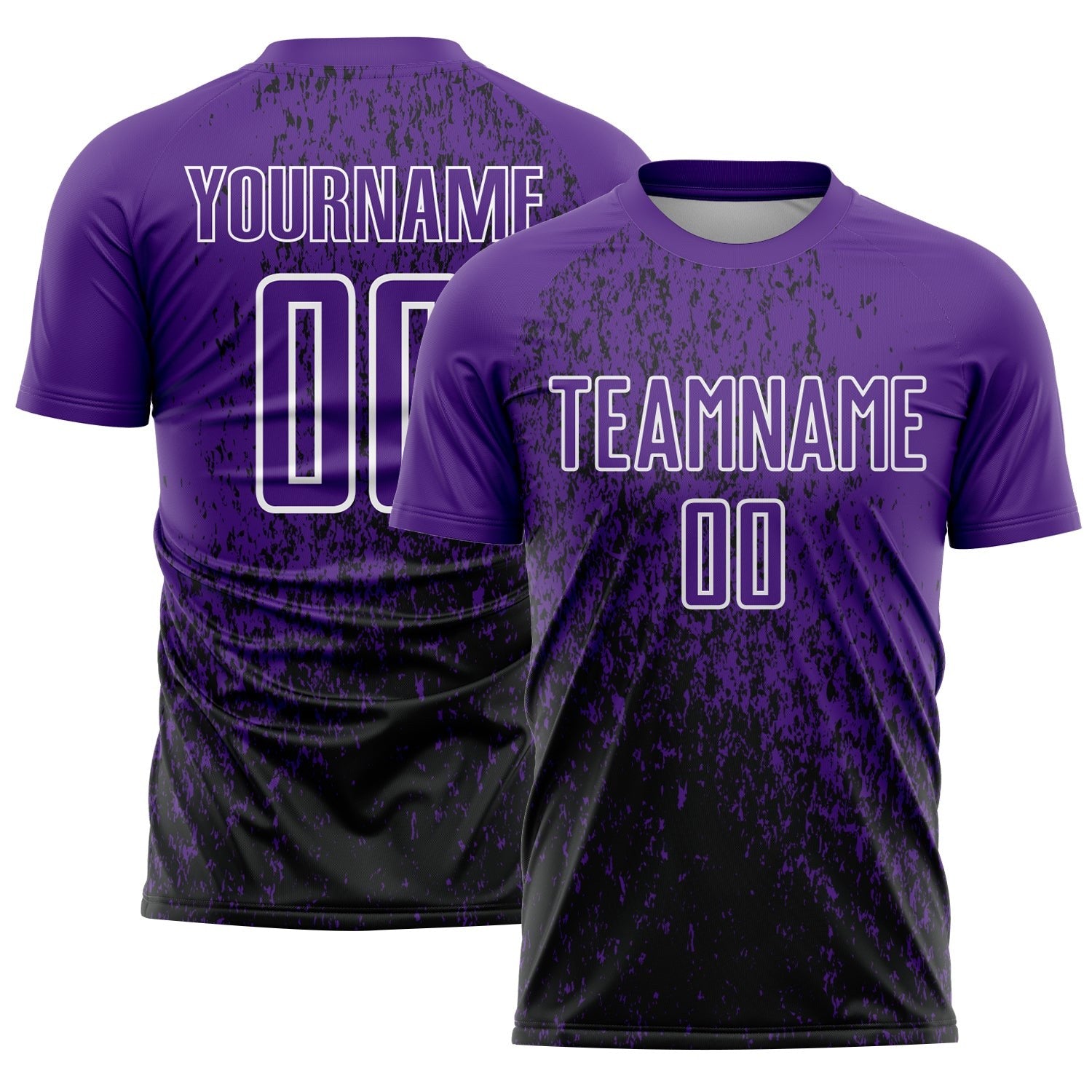 Custom Purple Black-White Abstract Fragment Art Sublimation Soccer Uniform Jersey photo 1