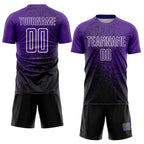 Custom Purple Black-White Abstract Fragment Art Sublimation Soccer Uniform Jersey photo 2