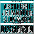 Custom Teal Black-White Abstract Fragment Art Sublimation Soccer Uniform Jersey photo 5