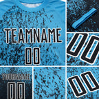 Custom Sky Blue Black-White Abstract Fragment Art Sublimation Soccer Uniform Jersey detail