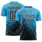Custom Sky Blue Black-White Abstract Fragment Art Sublimation Soccer Uniform Jersey photo 1