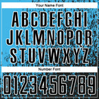 Custom Sky Blue Black-White Abstract Fragment Art Sublimation Soccer Uniform Jersey photo 5