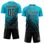 Custom Lakes Blue Black-White Abstract Fragment Art Sublimation Soccer Uniform Jersey photo 2