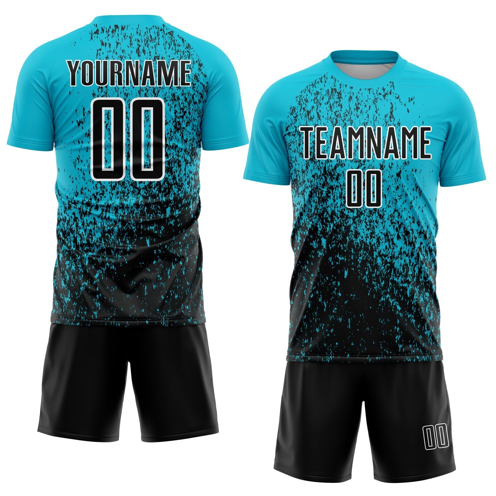 Custom Lakes Blue Black-White Abstract Fragment Art Sublimation Soccer Uniform Jersey photo 2