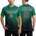 Custom Grass Green Black-White Abstract Fragment Art Sublimation Soccer Uniform Jersey worn front and back