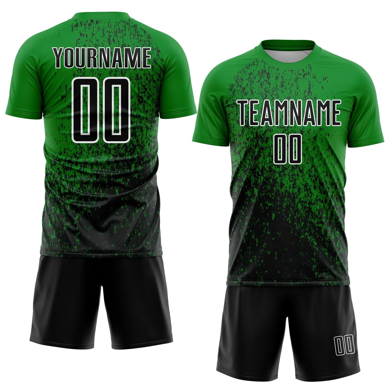 Custom Grass Green Black-White Abstract Fragment Art Sublimation Soccer Uniform Jersey photo 2