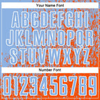 Custom Light Blue Orange-White Abstract Fragment Art Sublimation Soccer Uniform Jersey photo 5