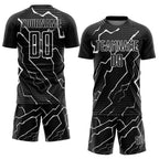 Custom Black White Lightning Sublimation Soccer Uniform Jersey photo 2
