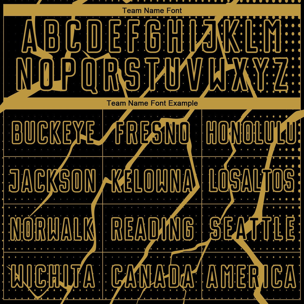 Custom Black Old Gold Lightning Sublimation Soccer Uniform Jersey photo 4
