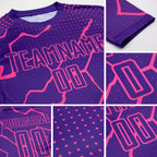 Custom Purple Pink Lightning Sublimation Soccer Uniform Jersey detail
