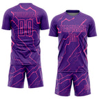 Custom Purple Pink Lightning Sublimation Soccer Uniform Jersey photo 2