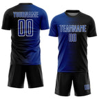 Custom Black Royal-White Gradient Line Sublimation Soccer Uniform Jersey photo 2
