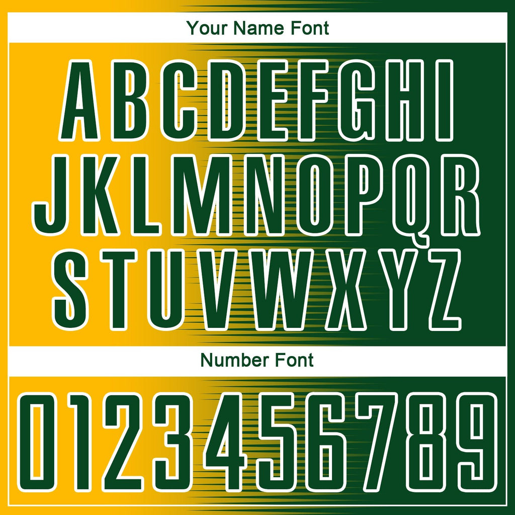 Custom Green Gold-White Gradient Line Sublimation Soccer Uniform Jersey photo 5