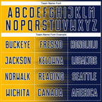 Custom Navy Gold-White Gradient Line Sublimation Soccer Uniform Jersey photo 4