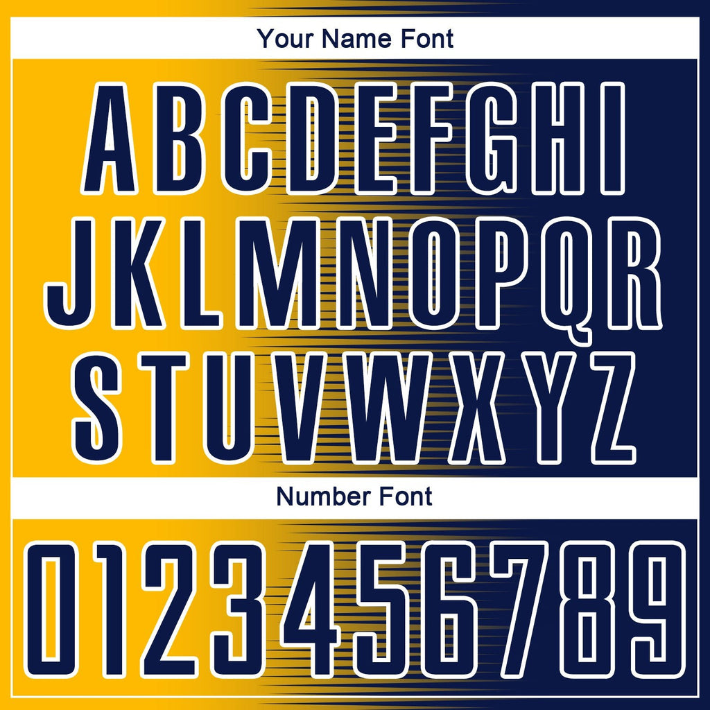 Custom Navy Gold-White Gradient Line Sublimation Soccer Uniform Jersey photo 5