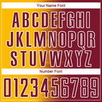 Custom Crimson Gold-White Gradient Line Sublimation Soccer Uniform Jersey photo 5