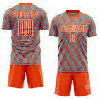 Custom Orange Sky Blue-White Line Sublimation Soccer Uniform Jersey photo 2