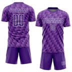 Custom Purple Medium Purple-White Line Sublimation Soccer Uniform Jersey photo 2
