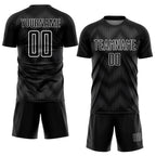 Custom Black Steel Gray-White Line Sublimation Soccer Uniform Jersey photo 2